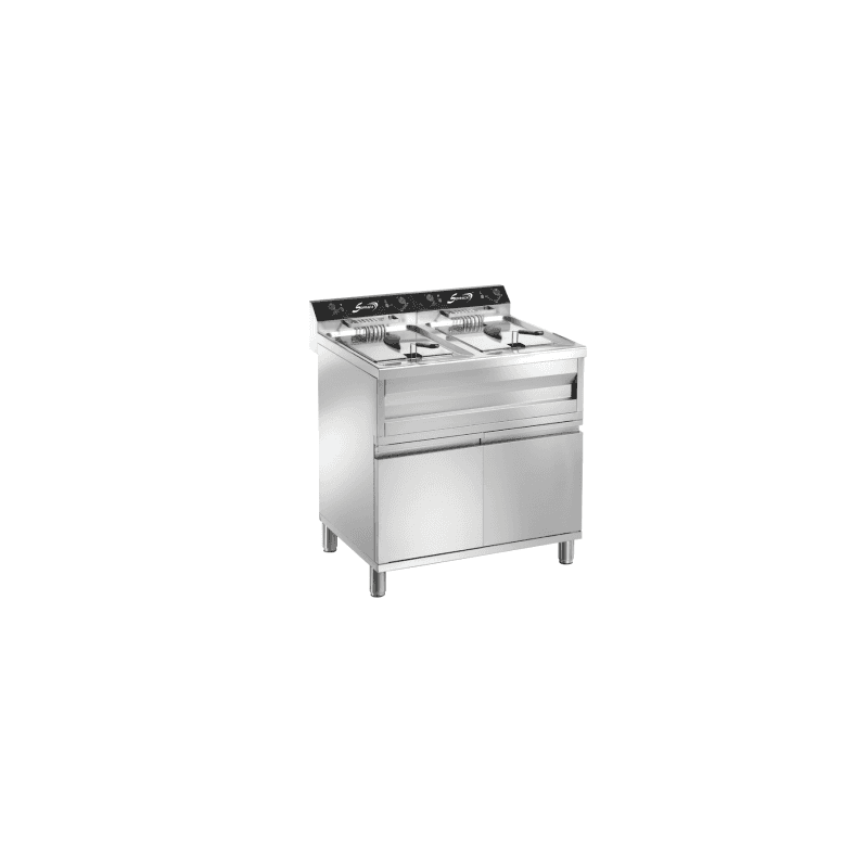 SOFRACA Friteuse électrique sur coffre - Super puissante - 2 x 9 Litres - 400 V - 92994C