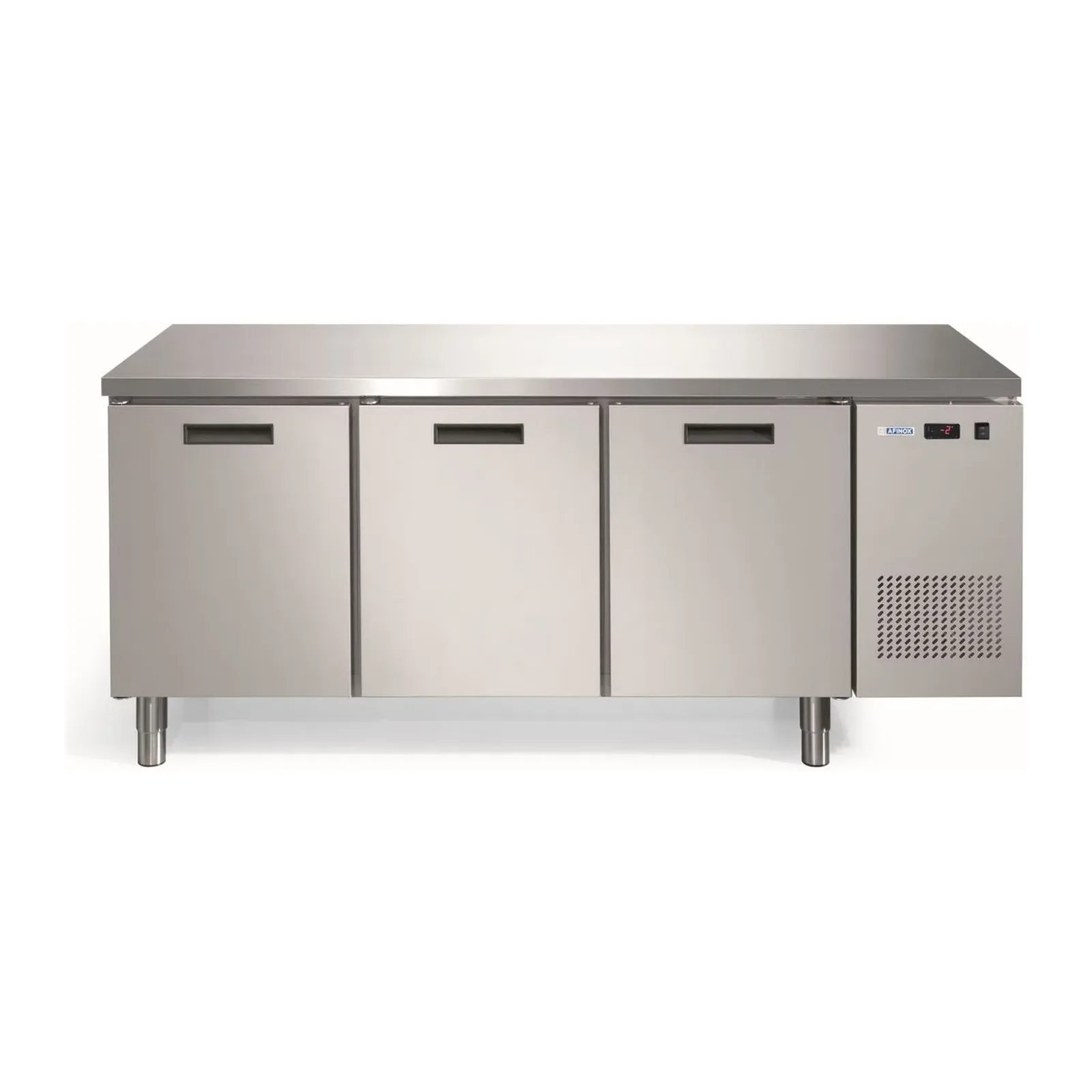 AFINOX Profi-Kühltisch ohne Aufkantung - 3 Türen, 258 L - Umluftkühlung +2/+7 °C - 1926x700x850 mm - 230 V - 0.149 kW - AFINOX