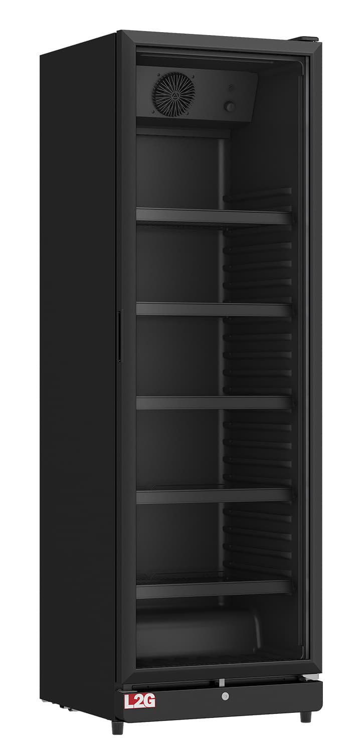 L2G Armoire à boissons réfrigérée noire porte vitrée - 388 L - 595x585x1878 mm - 230V monophasé - +1/+9°C - L2G