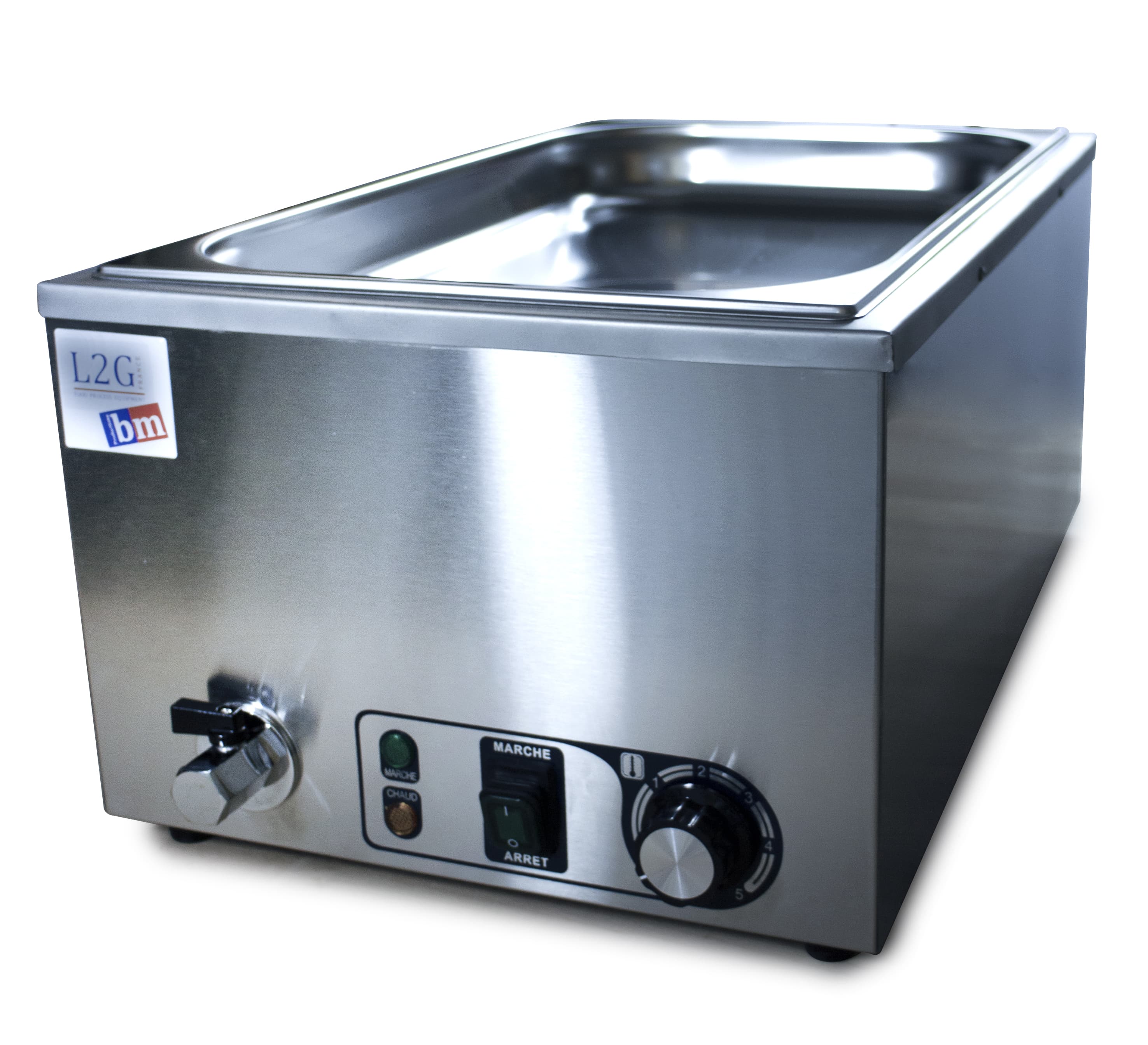 L2G Bain-marie électrique inox GN 1/1 - 360x560x250 mm - 230V monophasé - jusqu'à 90°C - L2G