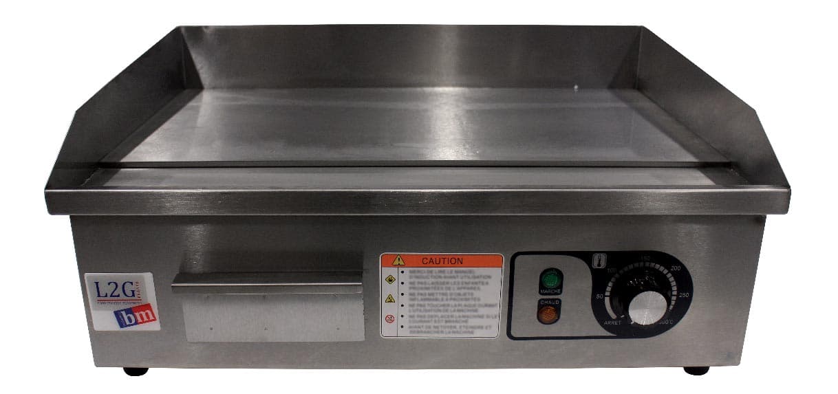 L2G Plancha à snacker électrique dessus chrome - 550x470x230 mm - 230V monophasé - Surface 540x300 mm - L2G