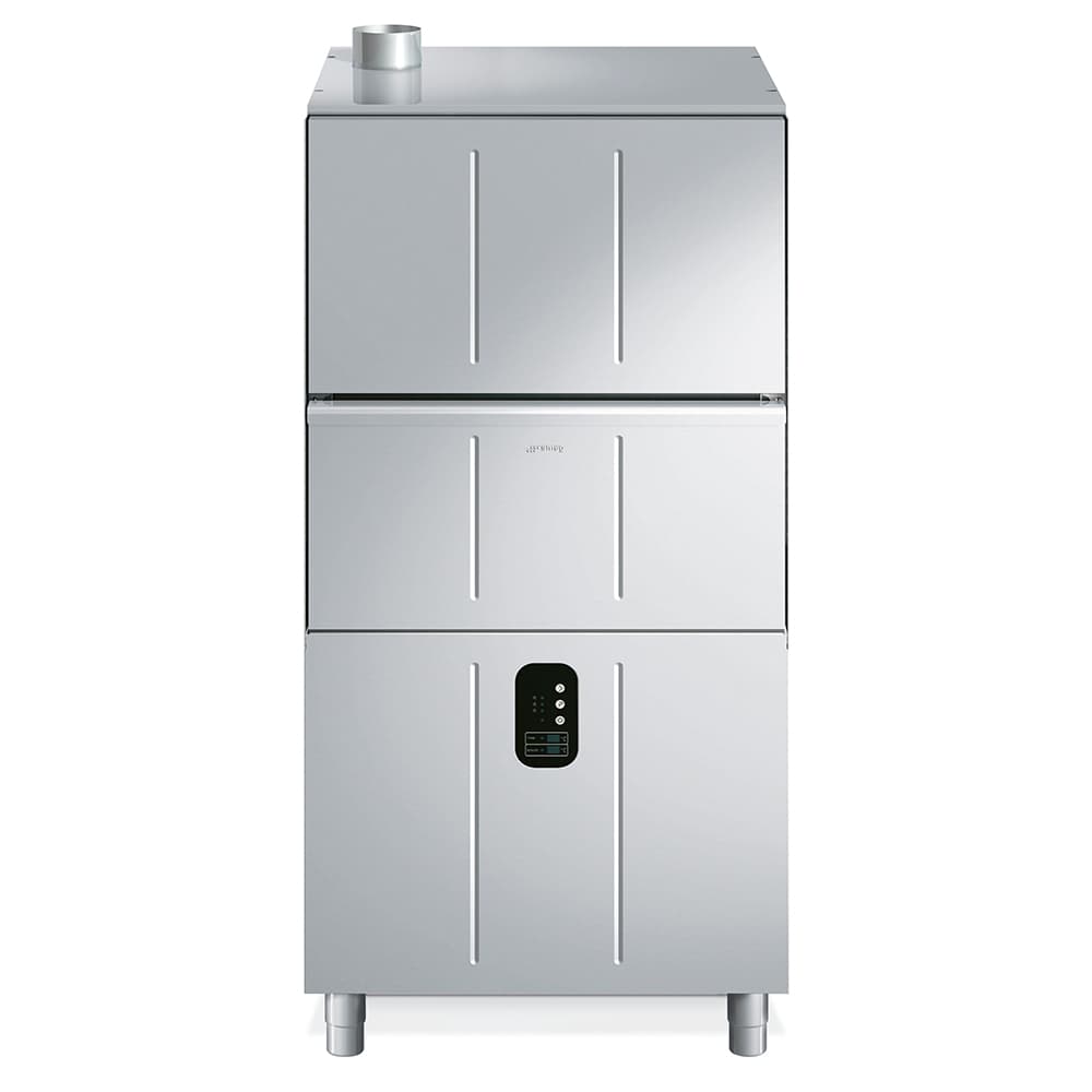 SMEG PROFESSIONAL Lave-batterie professionnel à chargement frontal avec pompe de vidange - panier 600x700 mm - 800x860x2100 mm - 400V triphasé - 12,7 kW - SMEG PROFESSIONAL
