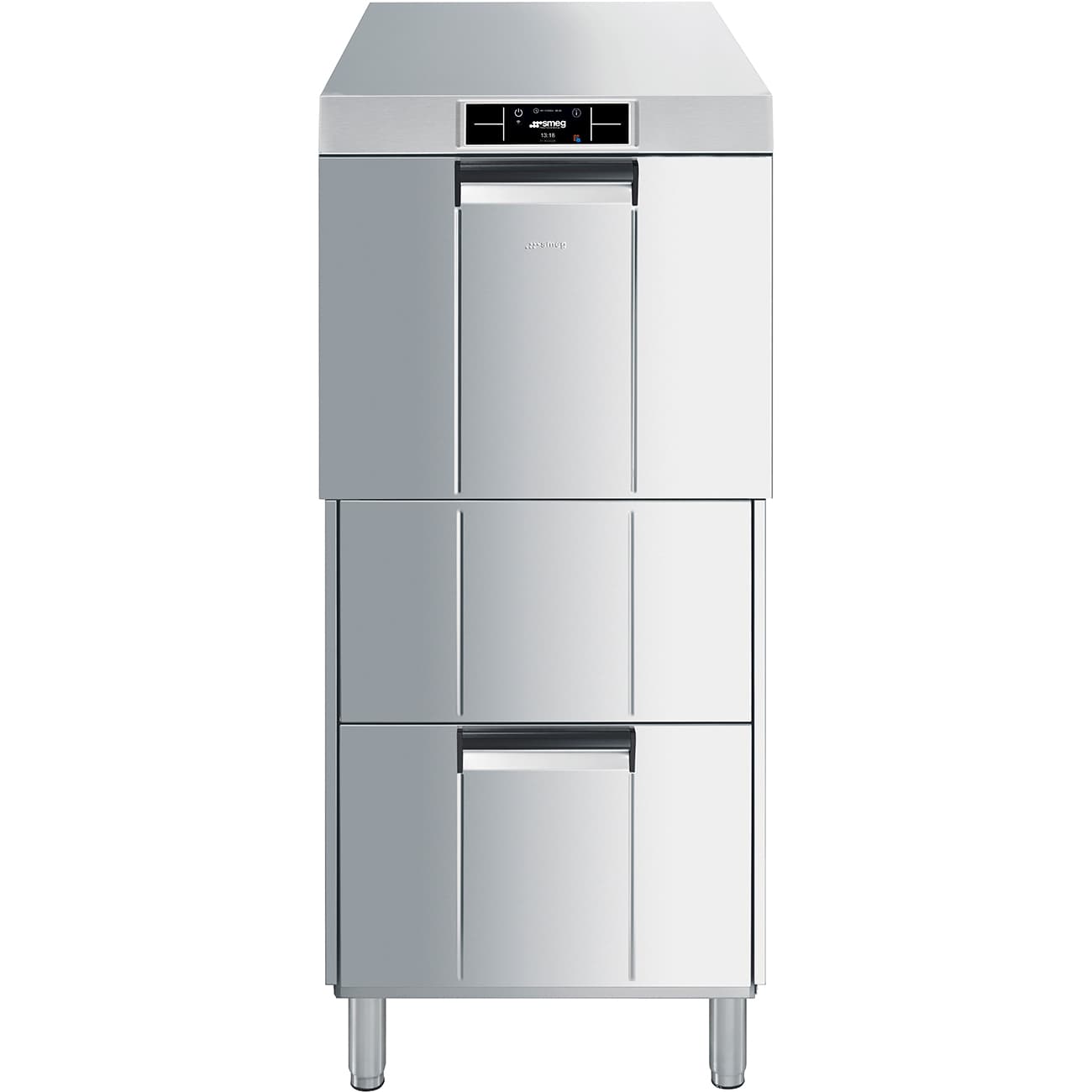 SMEG PROFESSIONAL Lave-vaisselle et lave-plateaux professionnel réhaussé Pura avec adoucisseur intégré - panier 500x500 mm - plateaux 600x400 mm - 600x690x1315 mm - 400V triphasé - 8,4 kW - SMEG PROFESSIONAL